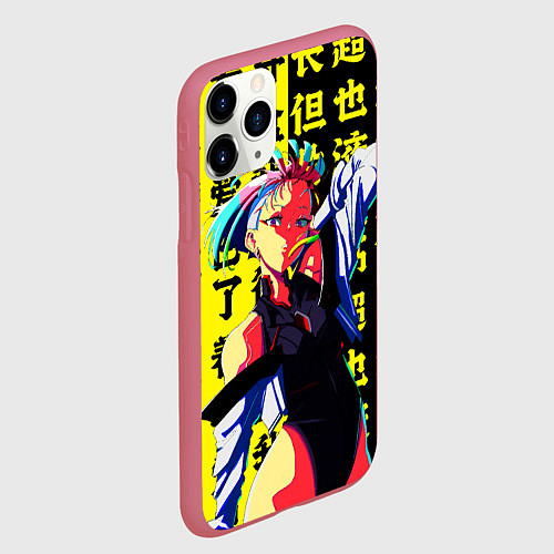 Чехол iPhone 11 Pro матовый Люси из аниме Cyberpunk edgerunners / 3D-Малиновый – фото 2