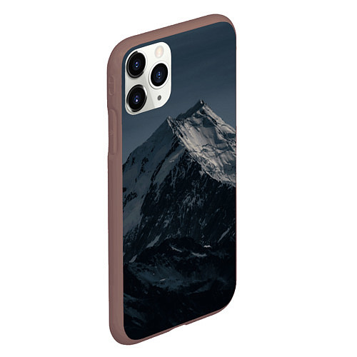 Чехол iPhone 11 Pro матовый Одинокая ночная гора / 3D-Коричневый – фото 2