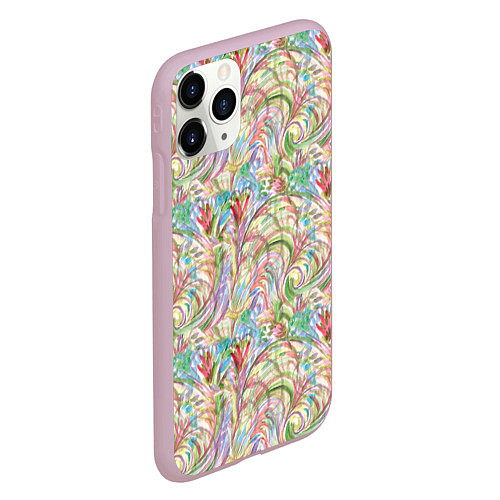 Чехол iPhone 11 Pro матовый Абстракция полевые цветы акварель / 3D-Розовый – фото 2
