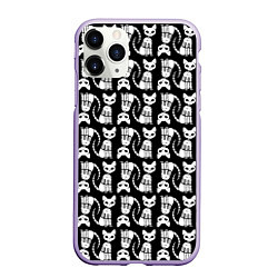 Чехол iPhone 11 Pro матовый Скелет кошки - Halloween pattern