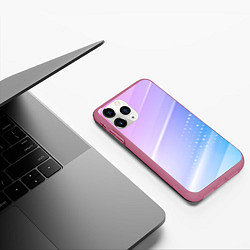 Чехол iPhone 11 Pro матовый Абстракция с неоном, цвет: 3D-малиновый — фото 2