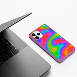 Чехол iPhone 11 Pro матовый Световые блики на радужном фоне, цвет: 3D-фиолетовый — фото 2