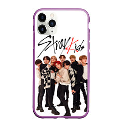 Чехол iPhone 11 Pro матовый Stray Kids white background, цвет: 3D-фиолетовый