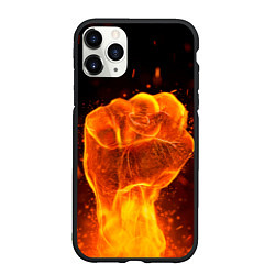 Чехол iPhone 11 Pro матовый Кулак в огне, цвет: 3D-черный