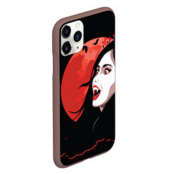Чехол iPhone 11 Pro матовый Вампирша на фоне красной луны, цвет: 3D-коричневый — фото 2