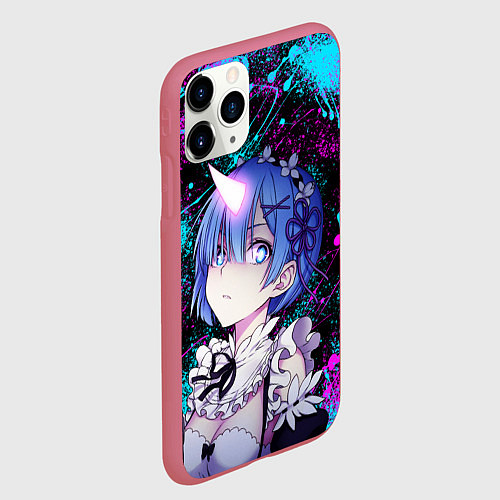 Чехол iPhone 11 Pro матовый РеЗеро - Неоновые краски - Рем / 3D-Малиновый – фото 2