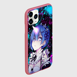 Чехол iPhone 11 Pro матовый РеЗеро - Неоновые краски - Рем, цвет: 3D-малиновый — фото 2