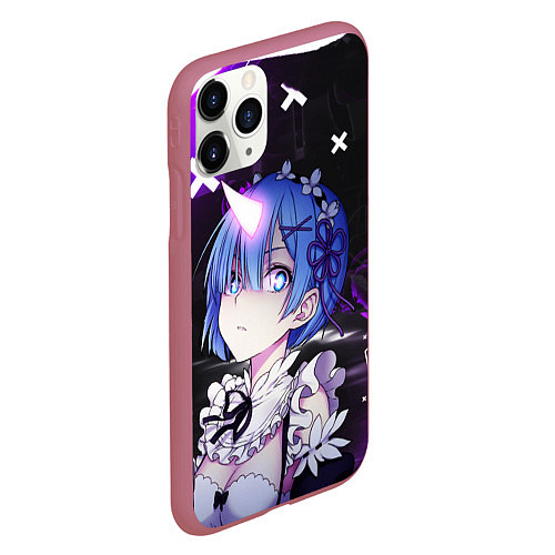 Чехол iPhone 11 Pro матовый Rem - ReZero - Абстракция / 3D-Малиновый – фото 2