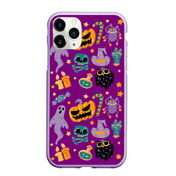 Чехол iPhone 11 Pro матовый Happy Halloween - holiday pattern