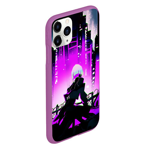 Чехол iPhone 11 Pro матовый Люси из аниме Cyberpunk Edgerunners / 3D-Фиолетовый – фото 2