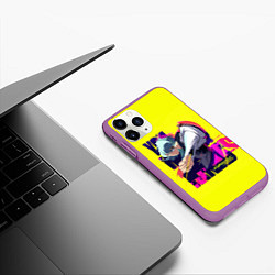Чехол iPhone 11 Pro матовый Люси из аниме Cyberpunk Edgerunners, цвет: 3D-фиолетовый — фото 2