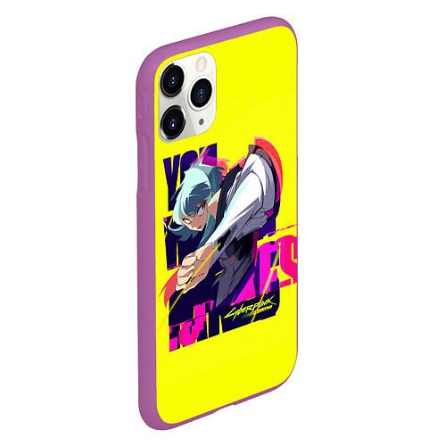 Чехол iPhone 11 Pro матовый Люси из аниме Cyberpunk Edgerunners / 3D-Фиолетовый – фото 2