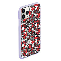 Чехол iPhone 11 Pro матовый Череп, сердца и цветы, цвет: 3D-светло-сиреневый — фото 2