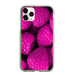 Чехол iPhone 11 Pro матовый Ягоды малины, цвет: 3D-салатовый