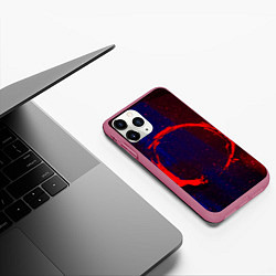 Чехол iPhone 11 Pro матовый Синий и красный абстрактный дым и краски, цвет: 3D-малиновый — фото 2