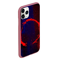 Чехол iPhone 11 Pro матовый Синий и красный абстрактный дым и краски, цвет: 3D-малиновый — фото 2