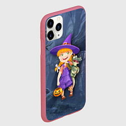 Чехол iPhone 11 Pro матовый Ведьма малолетка в тёмном лесу с дракончиком, цвет: 3D-малиновый — фото 2