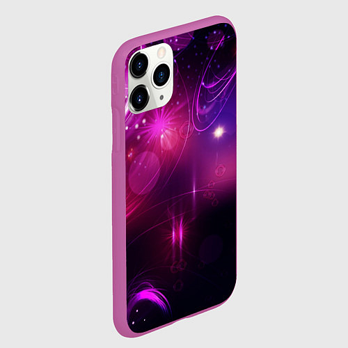 Чехол iPhone 11 Pro матовый Фиолетовые неоновые блики / 3D-Фиолетовый – фото 2