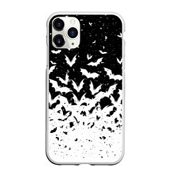 Чехол iPhone 11 Pro матовый Black and white bat pattern, цвет: 3D-белый