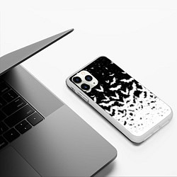 Чехол iPhone 11 Pro матовый Black and white bat pattern, цвет: 3D-белый — фото 2