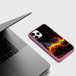 Чехол iPhone 11 Pro матовый Электрический рисунок, цвет: 3D-малиновый — фото 2