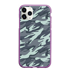 Чехол iPhone 11 Pro матовый Узор камуфляж, цвет: 3D-фиолетовый
