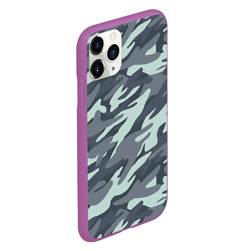 Чехол iPhone 11 Pro матовый Узор камуфляж / 3D-Фиолетовый – фото 2