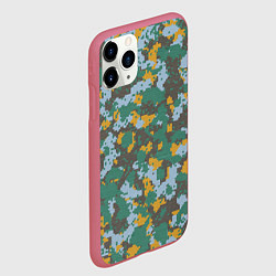 Чехол iPhone 11 Pro матовый Цифровой камуфляж - зелено-голубой, цвет: 3D-малиновый — фото 2