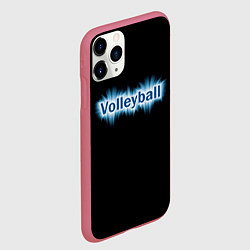 Чехол iPhone 11 Pro матовый Любителю волейбола, цвет: 3D-малиновый — фото 2