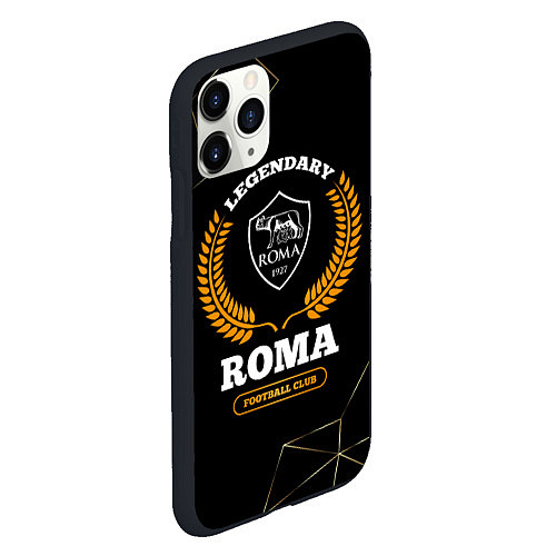 Чехол iPhone 11 Pro матовый Лого Roma и надпись legendary football club на тем / 3D-Черный – фото 2