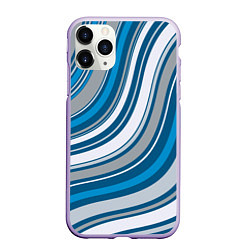 Чехол iPhone 11 Pro матовый Волнистые полосы - текстура, цвет: 3D-светло-сиреневый