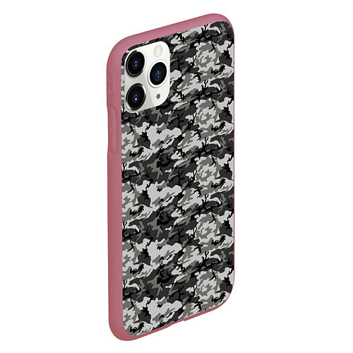 Чехол iPhone 11 Pro матовый Камуфляж URBAN городской / 3D-Малиновый – фото 2