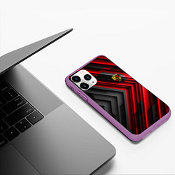 Чехол iPhone 11 Pro матовый Porsche строгий стиль, цвет: 3D-фиолетовый — фото 2