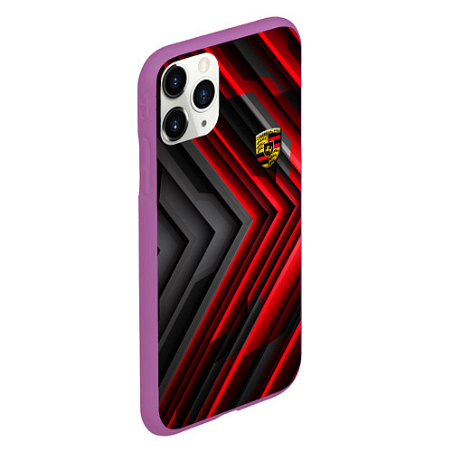 Чехол iPhone 11 Pro матовый Porsche строгий стиль / 3D-Фиолетовый – фото 2