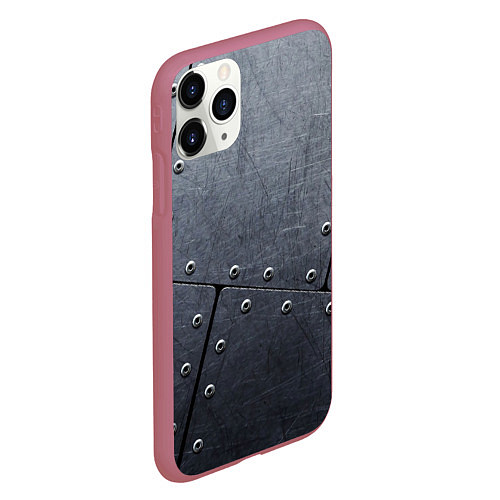 Чехол iPhone 11 Pro матовый Стальные пластины / 3D-Малиновый – фото 2