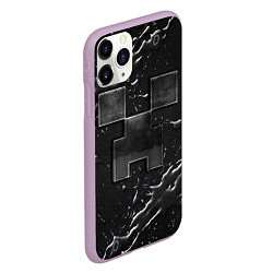 Чехол iPhone 11 Pro матовый Minecraft black, цвет: 3D-сиреневый — фото 2