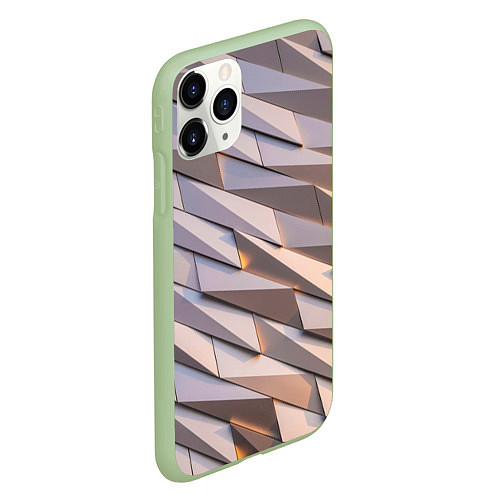 Чехол iPhone 11 Pro матовый Металлическая брoня / 3D-Салатовый – фото 2