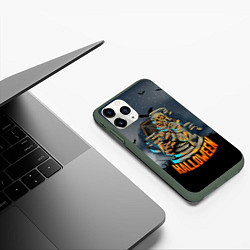 Чехол iPhone 11 Pro матовый Хэллоуин - мумия, цвет: 3D-темно-зеленый — фото 2