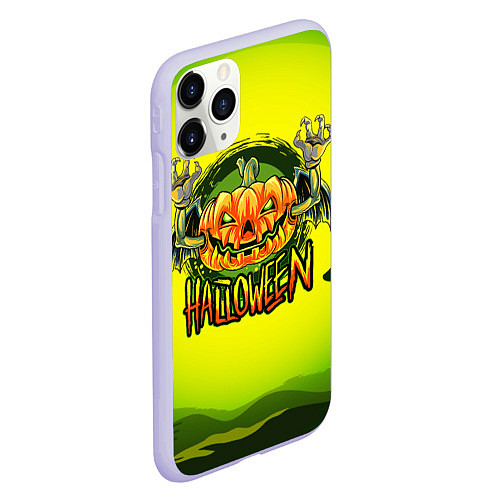 Чехол iPhone 11 Pro матовый Тыква - зомби хэллоуин / 3D-Светло-сиреневый – фото 2