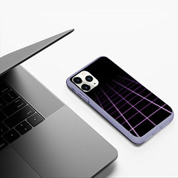 Чехол iPhone 11 Pro матовый Неоновая сетка - оптическая иллюзия, цвет: 3D-светло-сиреневый — фото 2