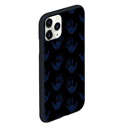 Чехол iPhone 11 Pro матовый Лапки опоссума синие на чёрном, цвет: 3D-черный — фото 2