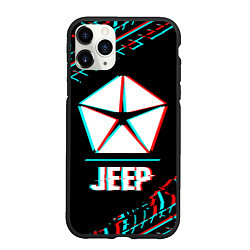 Чехол iPhone 11 Pro матовый Значок Jeep в стиле glitch на темном фоне, цвет: 3D-черный