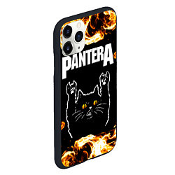 Чехол iPhone 11 Pro матовый Pantera рок кот и огонь, цвет: 3D-черный — фото 2