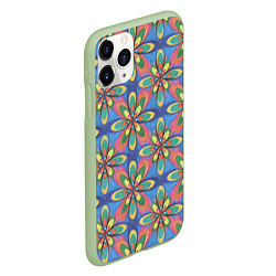 Чехол iPhone 11 Pro матовый Геометрический цветочный паттерн, цвет: 3D-салатовый — фото 2