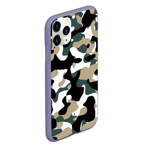 Чехол iPhone 11 Pro матовый Камуфляж Snow - Trees - Shrubs / 3D-Серый – фото 2