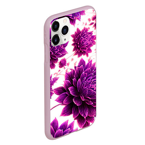 Чехол iPhone 11 Pro матовый Яркие цветочные бутоны / 3D-Розовый – фото 2