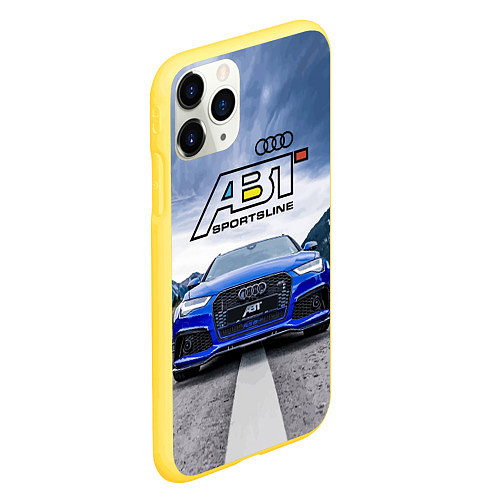 Чехол iPhone 11 Pro матовый Audi ABT - sportsline на трассе / 3D-Желтый – фото 2