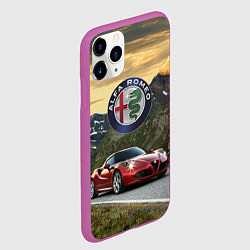 Чехол iPhone 11 Pro матовый Альфа - Ромео на горной дороге, цвет: 3D-фиолетовый — фото 2