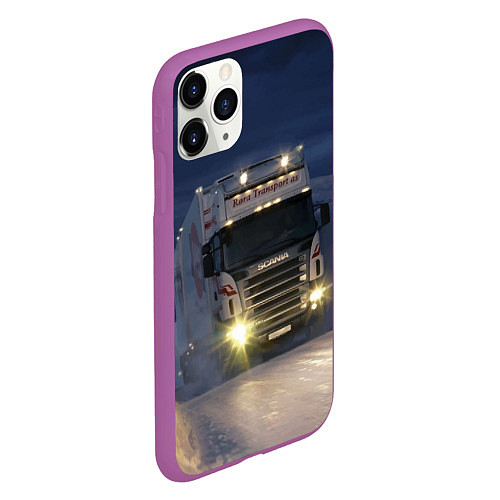 Чехол iPhone 11 Pro матовый Для фуры Scania нет преград / 3D-Фиолетовый – фото 2