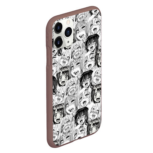 Чехол iPhone 11 Pro матовый Разные девушки Ахегао / 3D-Коричневый – фото 2